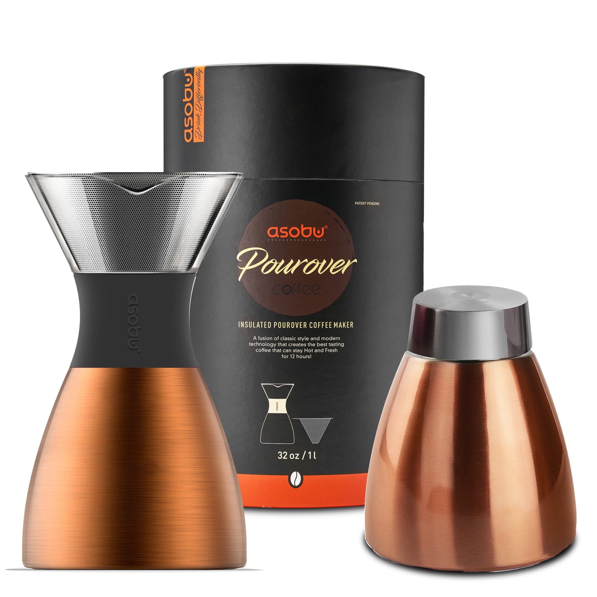 Copper 32 oz. Insulated Pour Over Coffee Maker with Stainless Steel Filter