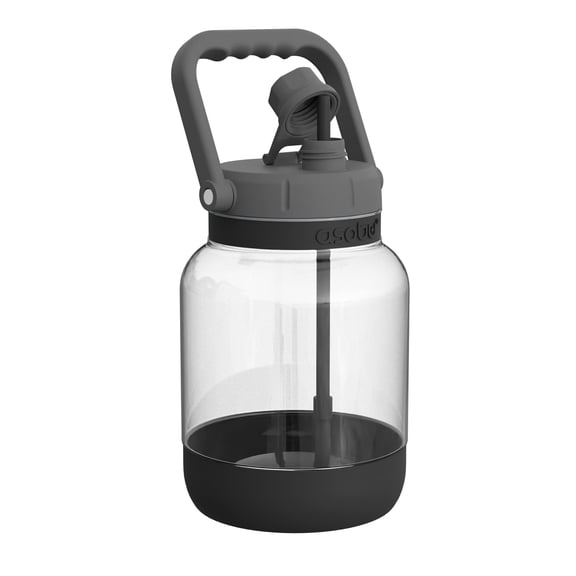 asobu 1 Gallon Non-Breakable Shock Resistant Freezable Tritan Jumbo Water Jug Large Capacity with Easy Grip Handle and Pop Up Straw Dishwasher safe Bottle (BLACK)