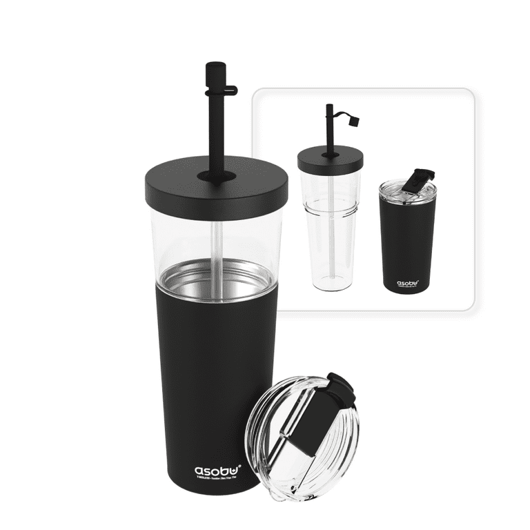 Tumbler With Flip Straw, Leak Proof Stainless Steel Tumbler with