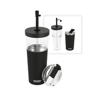 Asobu Marina 2 in 1 Tritan Tumbler with Stainless Steel Sleeve For Iced Coffee and Hot Tea with Flexi Straw Lid and Leak Proof Flip Open Hot Lid 28oz
