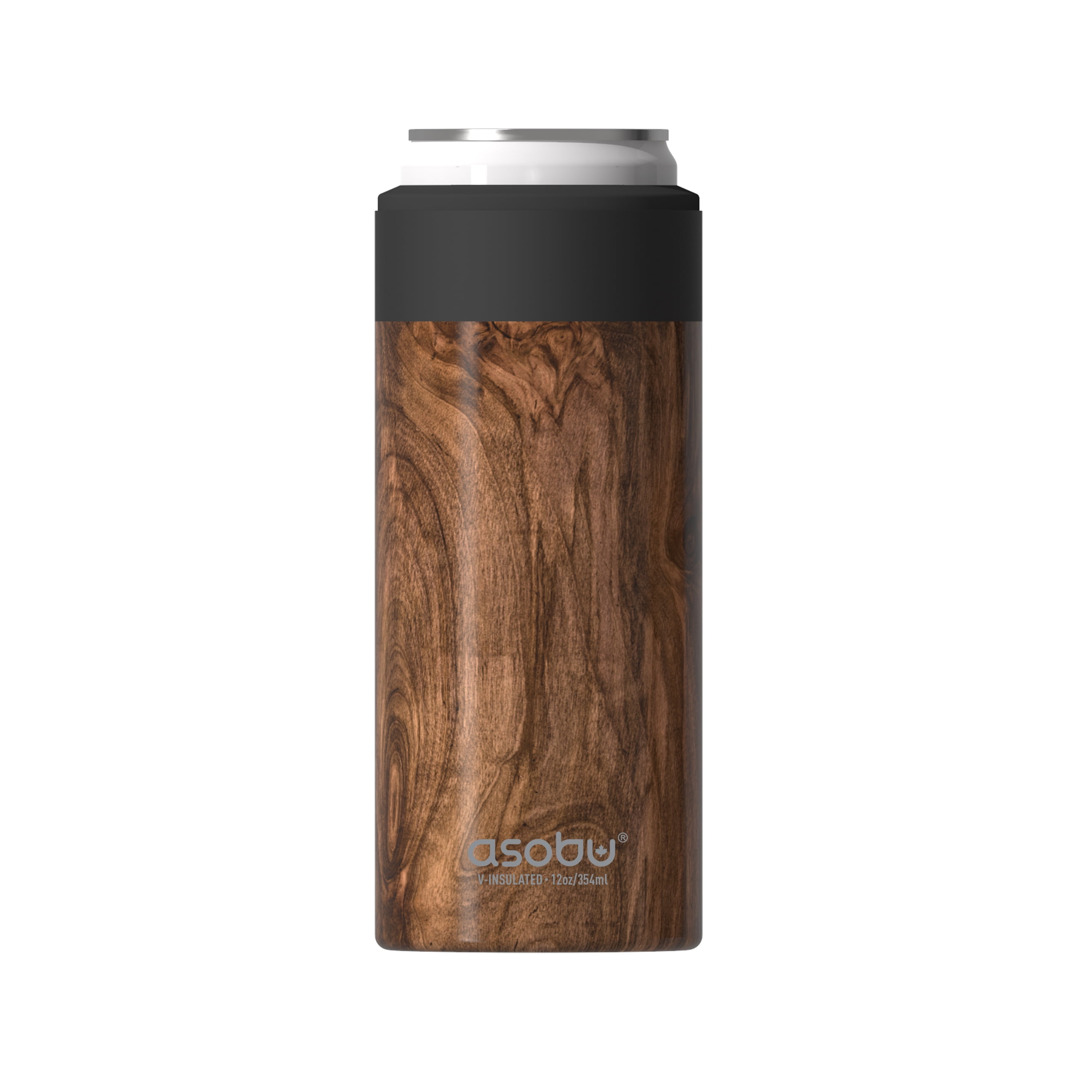 Wood Grain Slim Can Insulated Cooler Sleeve, 12-Oz Capacity