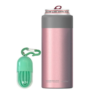 Asobu Skinny Can Kuzie Insulated Stainless Steel Sleeve for a Slim 12 oz Cans, Pink