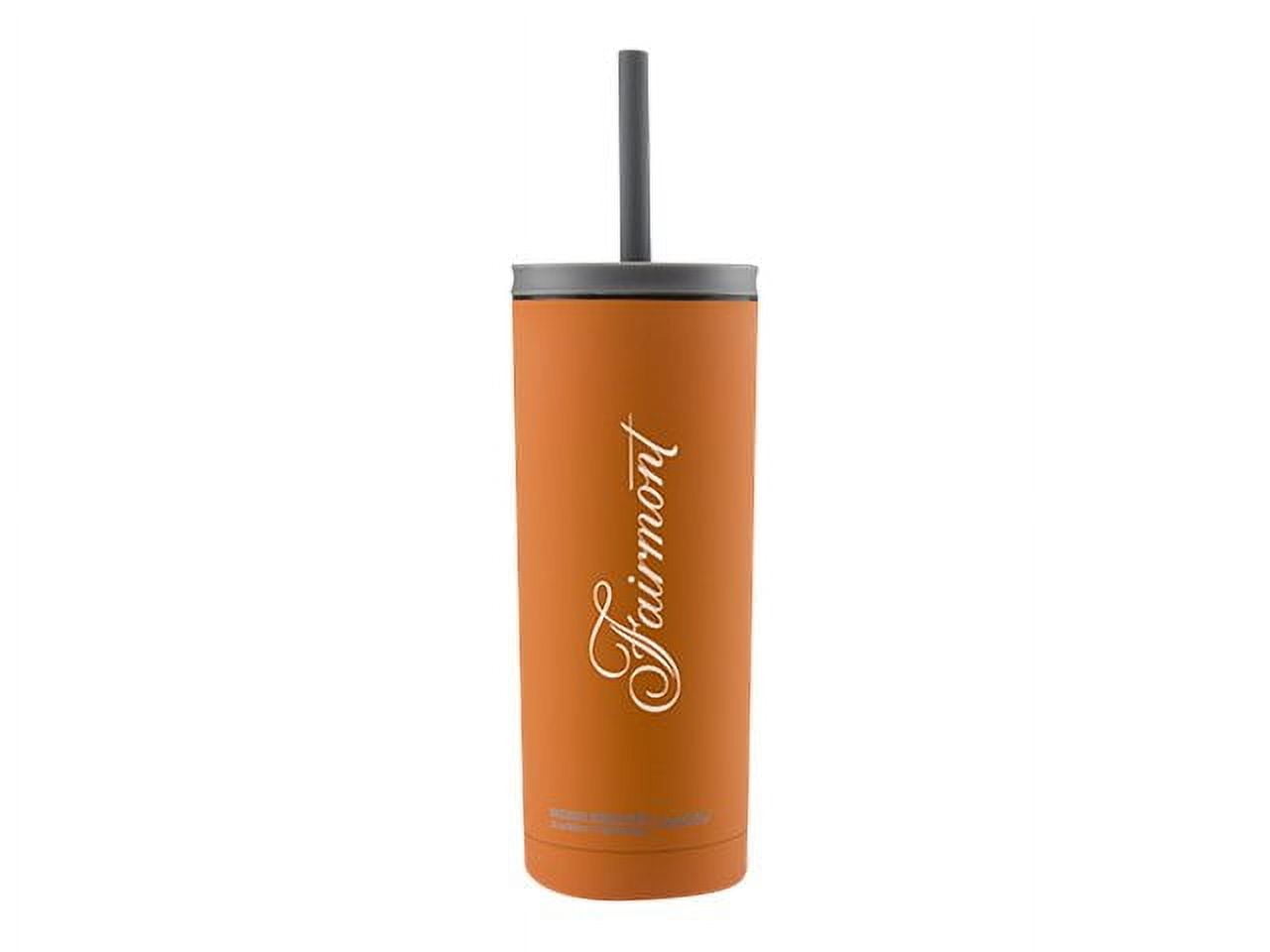 AdNart Superb Sippy Double Wall Stainless Steel 20 oz Tumbler with Silicone Flexible Straw, Orange