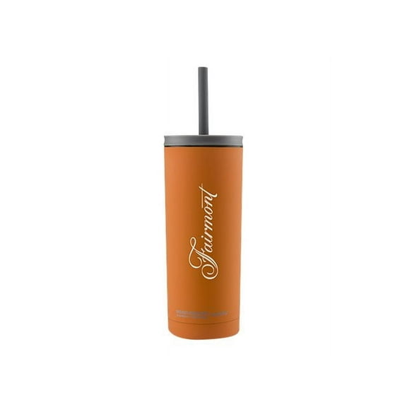 AdNart Superb Sippy Double Wall Stainless Steel 20 oz Tumbler with Silicone Flexible Straw, Orange