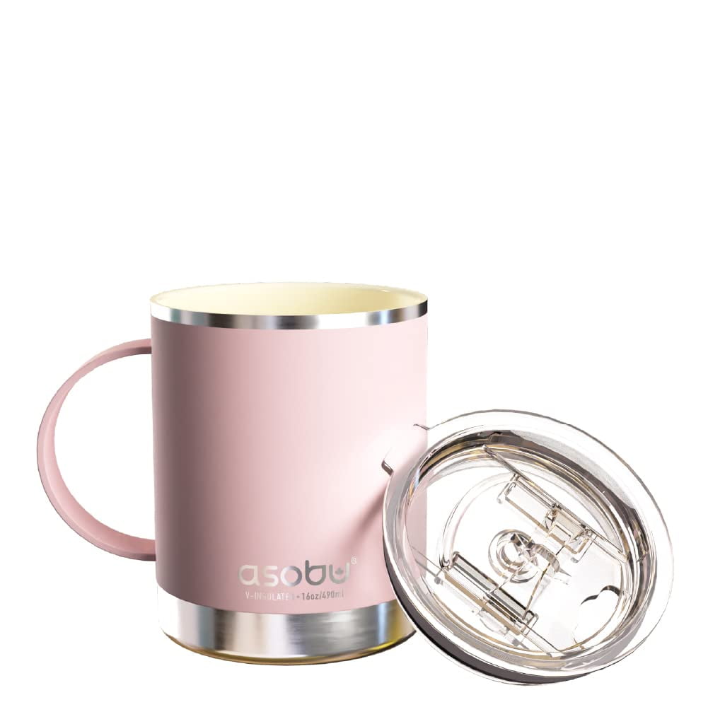 Pink Stainless Steel Ceramic Coated Travel Mug with Lid, 12 oz