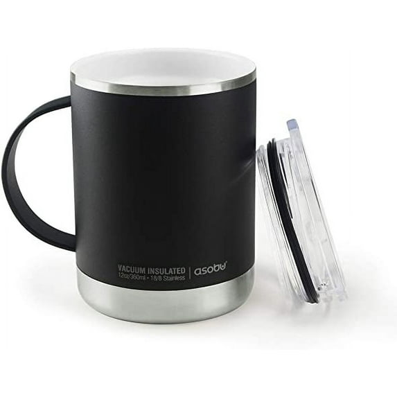 Asobu Ultimate Stainless Steel Ceramic Inner Coating Insulated Mug 12 oz, Black