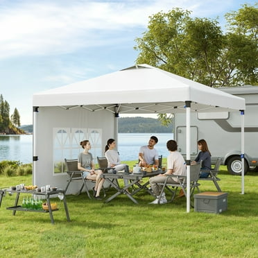 Asofer 10'x10' Gazebo Canopy Tent Instant Setup, Windproof Outdoor Gazebo with UPF50+ Sun Protection for Party, White