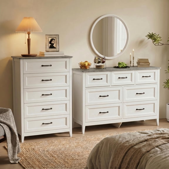 Bedroom Furniture Set - Includes 6 Drawer Dresser & 5 Drawer Dresser