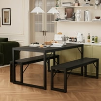 Asofer 3 Piece Dining Room Table Set, Black Bench Kitchen Table Set, Table and Chair Set for Corner