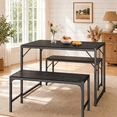 thumbnail image 1 of Asofer 45.5 in Dining Table Set for 4 with 2 Benches,Kitchen Table and Bench Set for Small Spaces,Dinette Set for Apartment,Black, 1 of 12