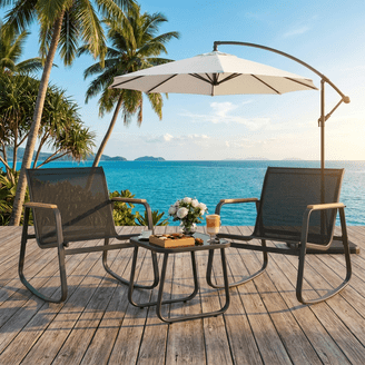 black 9' patio umbrella Black Crank & Tilt Patio Umbrella, 9' & Base 2-Piece Set