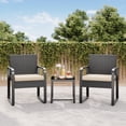 thumbnail image 1 of Asofer 3 PCS Patio Furniture Set, Outdoor Wicker Chair with Glass Table, Poolside, Balcony, Beige, 1 of 7