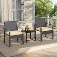 thumbnail image 1 of Asofer 3 Pieces Patio Chairs with Cushions, All-Weather Outdoor Rattan Furniture Sets with Glass Table for Garden, Porch, Bistro, Yard, Gray, 1 of 8