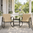 thumbnail image 1 of Asofer 3 Pieces Rocking Sets，Bistro Patio Furniture with 2 Outdoor Rocking Chairs and 1 Glass Coffee Table for Porch Deck Lawn，Poolside, Porch, Lawn, 1 of 8