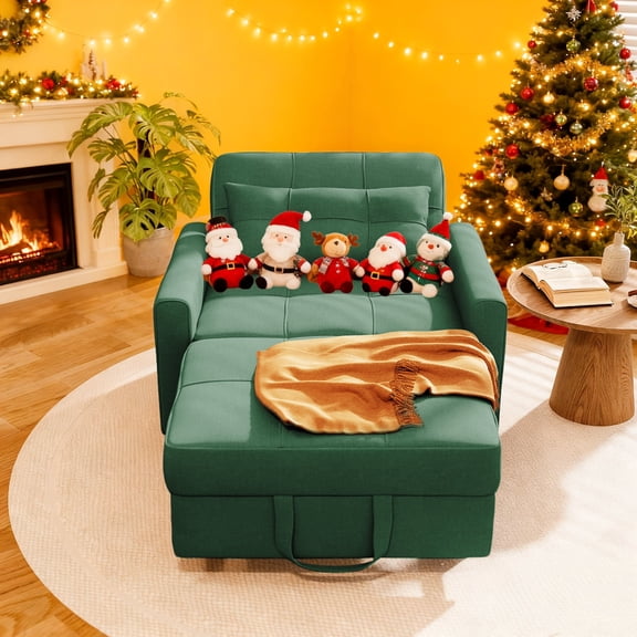 Asofer 3-in-1 Convertible Sleeper Sofa Bed, Adjustable Futon Couch Recliner with Metal Frame for Living Room, Home & Office - Green