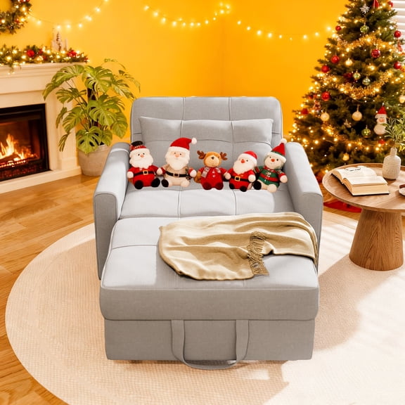 Asofer 3-in-1 Convertible Sleeper Sofa Bed, Adjustable Futon Couch Recliner with Metal Frame for Living Room, Home & Office - Light Gray