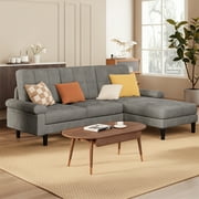 Asofer Luxury Velvet Sectional Sofa Couch, L-Shaped Sofa Set with Sofa Bed for Home, Living Room - Dark Gray