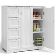 thumbnail image 1 of Asofer 33.5" H Pantry Cabinet, Freestanding Floor Cupboard with Adjustable Shelves, 4 Doors for Kitchen, Living Room, White, 1 of 6