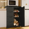 thumbnail image 1 of Asofer 33"H Pantry Cabinet, 1 Door 4 Drawer Sideboard with 3 Adjustable Shelves for Kitchen Dining Room, Black, 1 of 6
