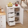thumbnail image 1 of Asofer 33"H Pantry Cabinet, 1 Door 4 Drawer Sideboard with 3 Adjustable Shelves for Kitchen Dining Room, White, 1 of 10