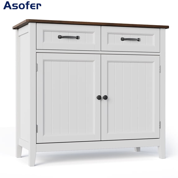 Asofer 35'' Buffet Cabinet with Adjustable Shelf, 2 Door, 2 Drawer, Modern Coffee Bar for Kitchen, Dining Room, Retro