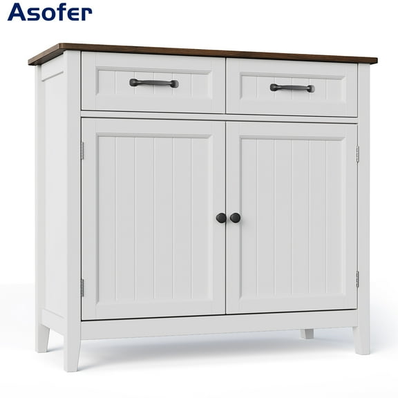 Asofer 35'' Buffet Cabinet with Adjustable Shelf, 2 Door, 2 Drawer, Modern Coffee Bar for Kitchen, Dining Room, Retro