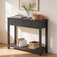 thumbnail image 1 of Console Table with 2 Drawers, Asofer 39" Modern Sofa Table, Narrow Wood Entryway Table with Open Storage for Living Room, Foyer, Black, 1 of 9
