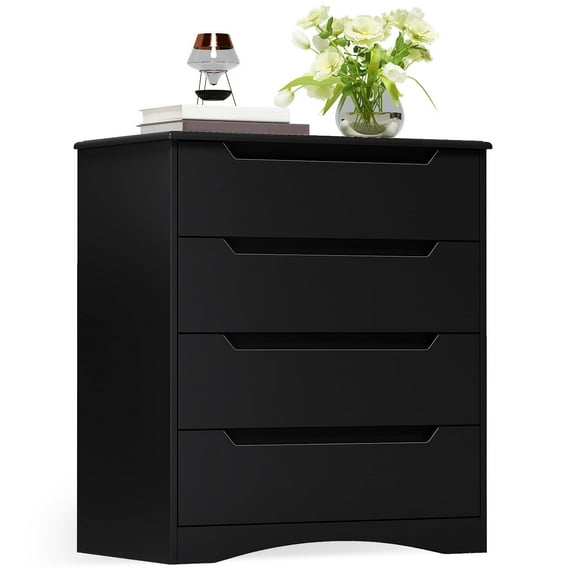 Asofer 4 Drawer Dresser for Bedroom, Office, Living Room, Hallway, Black