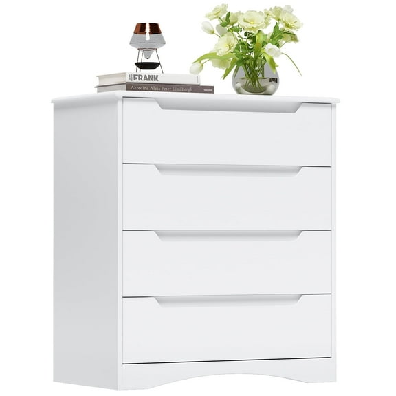 Asofer 4 Drawer Dresser for Bedroom, Office, Living Room, Hallway, White