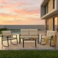 thumbnail image 1 of Asofer 4-PCS Outdoor Patio Furniture Set with Glass Table, 2 Wicker Rocking Chair for Backyard, Poolside, Porch, 1 of 7