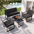 thumbnail image 1 of Asofer 4-PCS Outdoor Patio Furniture Set with Glass Table, 2 Wicker Rocking Chair for Backyard, Poolside, Porch, Black, 1 of 8