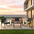 thumbnail image 1 of Asofer 4-PCS Outdoor Patio Furniture Set with Glass Table, 2 Wicker Rocking Chair for Backyard, Poolside, Porch, 1 of 11