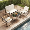 thumbnail image 1 of Asofer 4-Piece Patio Furniture Set, Textilene Outdoor Bistro Set with 2 Rocking Chair for Lawn, Garden, Poolside (White), 1 of 9