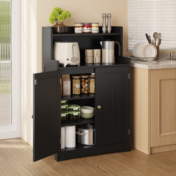 Asofer 40" H Pantry Carbinet,Small Kitchen Storage Cabinet with 2 Doors & 2 Adjustable Shelves for Dining Room, Kitchen,Living Room,Hallway,White