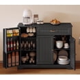 thumbnail image 1 of Asofer 42" Kitchen Pantry Storage Cabinet with Guardrail Space, Sideboard Buffet with 3 Doors & 1 Drawer,Black, 1 of 8
