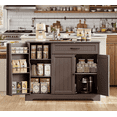 thumbnail image 1 of Asofer 42" Kitchen Pantry Storage Cabinet with Guardrail Space, Sideboard Buffet with 3 Doors & 1 Drawer,Dark Brown, 1 of 7