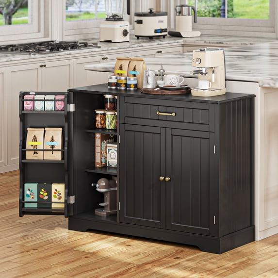 Asofer 42" Kitchen Storage Cabinet, Wood Buffet Sideboard with 3 Doors & 3 Drawers,Countertop