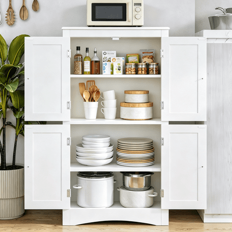 Asofer 43" H Kitchen Pantry Storage Cabinet with Adjustable Shelves, Food Pantry Cabinet with Magnetic Doors for Kitchen, Living Room, Dinning Room