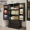 thumbnail image 1 of Asofer 47" Kitchen Pantry Storage Cabinet, Wood Buffet Cabinet with 2 Doors, 8 Shelves & 2 Drawers, Black, 1 of 6