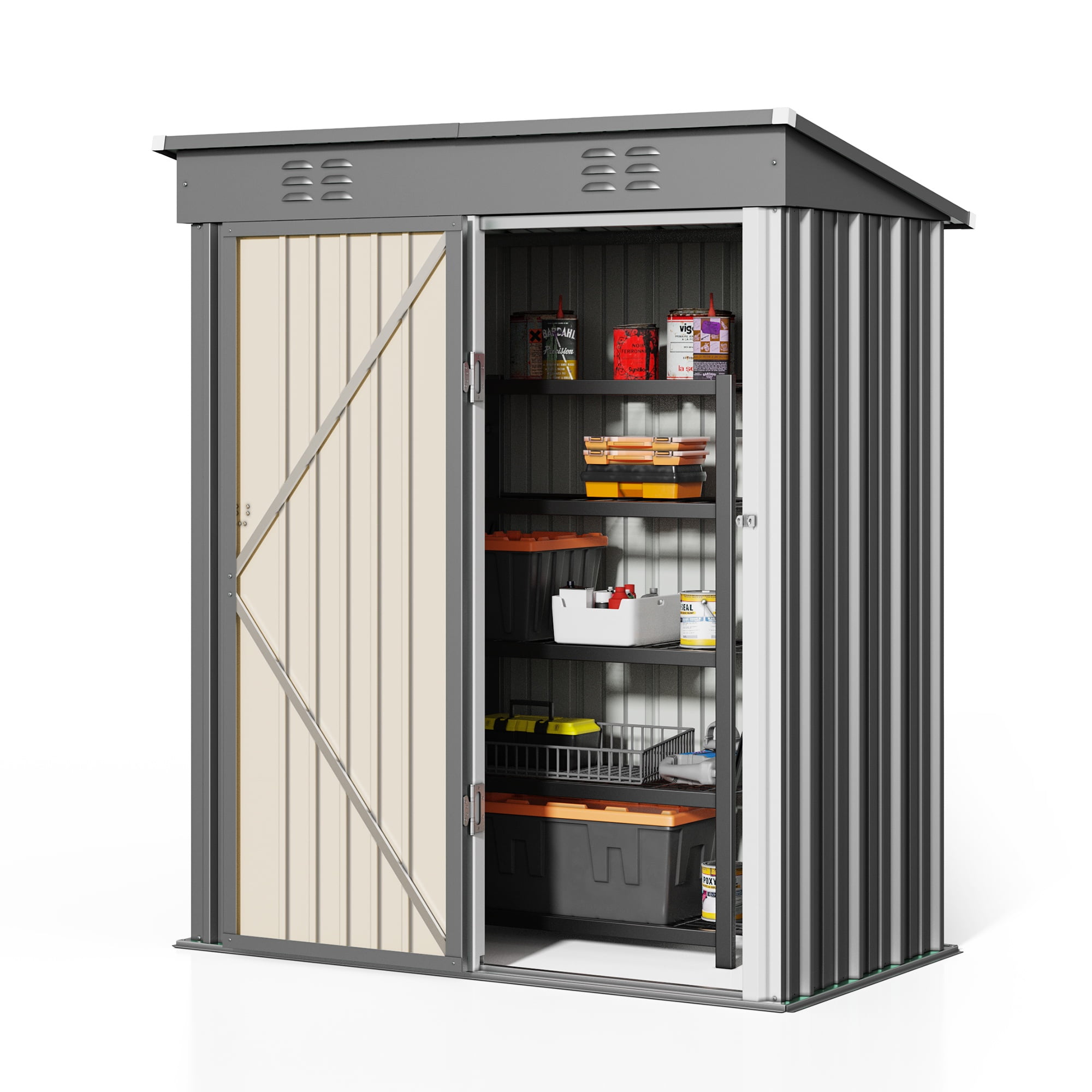 6' x 4' Galvanized Steel Shed with Lock, Outdoor Storage for Backyard, Patio, Lawn D8311 - Walmart.com 6' x 4' Galvanized Steel Shed with Lock, Outdoor Storage for Backyard, Patio, Lawn D8311 - Walmart.com