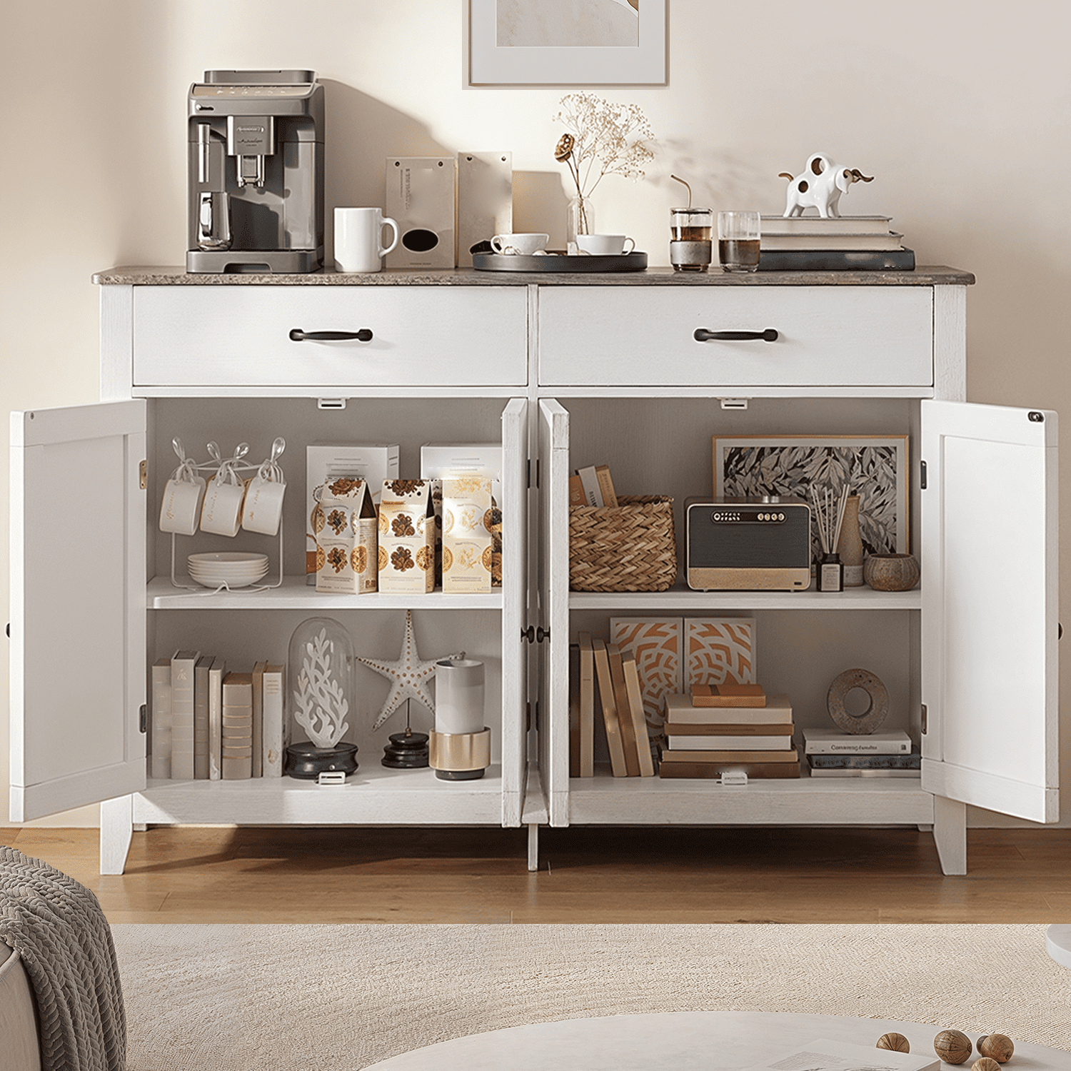 Homfa Gray Buffet Storage Cabinet Cupboard, Kitchen Homfa Gray Buffet Storage Cabinet Cupboard, Kitchen