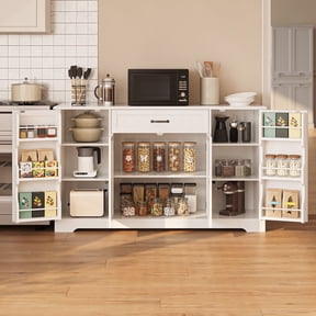 Asofer 55" Sideboard Buffet, 4-Door 2-Drawer with Adjustable Shelves, Gray