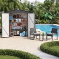 thumbnail image 1 of Asofer 6×4 FT Lockable Metal Garden Shed with 3PCS Outdoor Wicker Sofa Set, Complete All Weather Patio Storage & Lounge Furniture for Poolside Lawn, 1 of 12