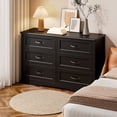 thumbnail image 1 of Asofer 8 Drawer Dresser for Bedroom with Metal Handle, Asofer 6-Drawer Dresser Cabinet with Metal Handle, for Bedrooms, Living Room, Cloakroom, Black, 1 of 5
