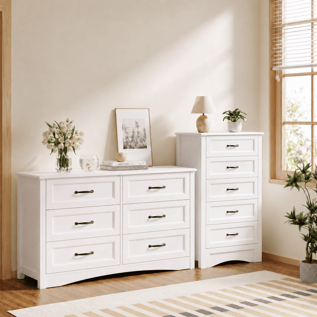 Kappesberg Hanford 2-Piece Bedroom Set – Gray Mid-Century 6-Drawer