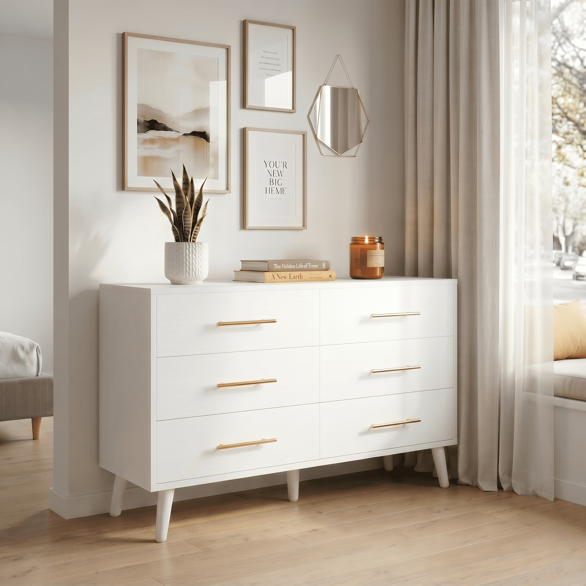 Asofer 6-Drawer White Dresser Cabinet, Modern Wood Double Chest, 47""x16""x30" - Walmart.com Asofer 6-Drawer White Dresser Cabinet, Modern Wood Double Chest, 47""x16""x30" - Walmart.com