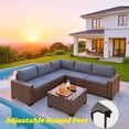 thumbnail image 1 of 6 Piece Outdoor Patio Conversation Sets,Asofer Spacious Patio Sectional Furniture Set with Adjustable Raised feet,Thicken Cushions and a Coffee Table for Courtyard,Poolside,Party,Gray, 1 of 11