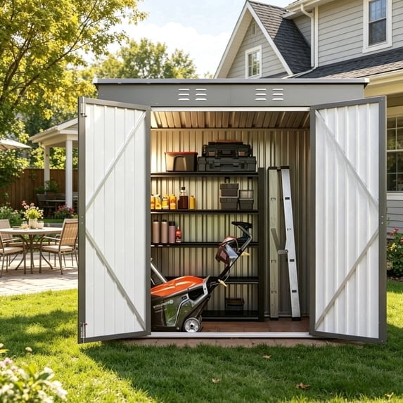 Asofer 6x4 FT Alloy Steel Outdoor Storage Shed, Single Dark Gray All-Weather Metal Utility Tool Shed with Lockable Door, Heavy Duty Outdoor Organizer Shed for Backyard Patio Garden Lawn, Dark Gray