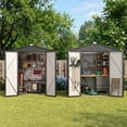 thumbnail image 1 of Asofer 6'x4' & 8'x6' Combo Metal Storage Shed, Galvanized Steel Lockable Outdoor Tool Shed for Backyard Patio All Weather, 1 of 10