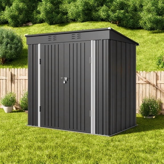 Asofer 6'x4' Metel Sheds and Outdoor Storage Clearance, Tool Shed with Lockable Door for Garden, Gray